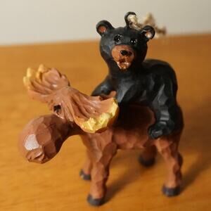 Black Bear Cub Moose Ornament Rustic Lodge Cabin Wildlife Figurine Decor Gift